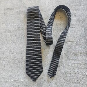 Oscar,  Oscar de la Renta tie necktie black white geometric design, 60", silk